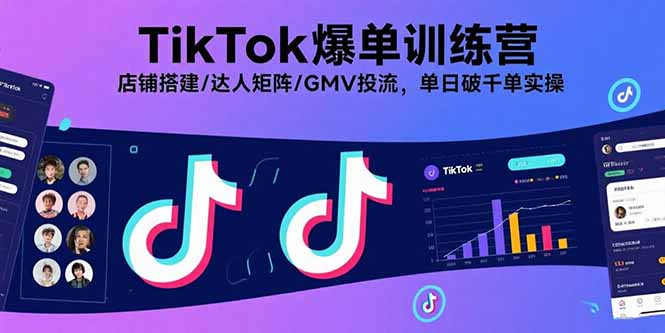 TikTok爆单训练营，店铺搭建/达人矩阵/GMV投流，单日破千单实操-清风