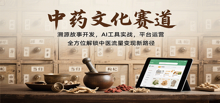 中药文化赛道：溯源故事开发，AI工具实战，平台运营，全方位解锁中医流量变现新路径-清风