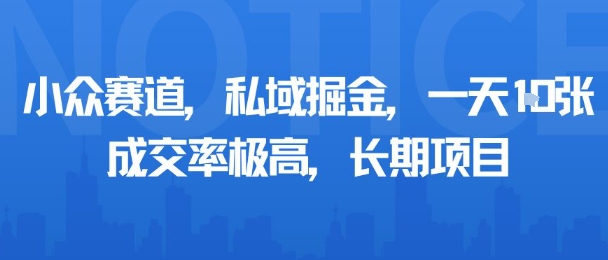 小众赛道，私域掘金，一天多张，成交率极高，长期项目-清风