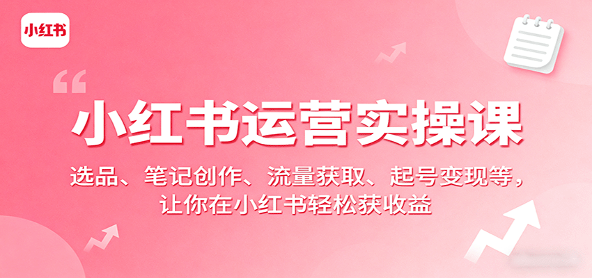 小红书运营实操课：选品、笔记创作、流量获取、起号变现等，让你在小红书轻松获收益-清风