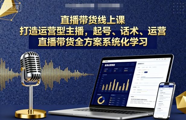 直播带货线上课，打造运营型主播，起号、话术、运营，直播带货全方案系统化学习-清风
