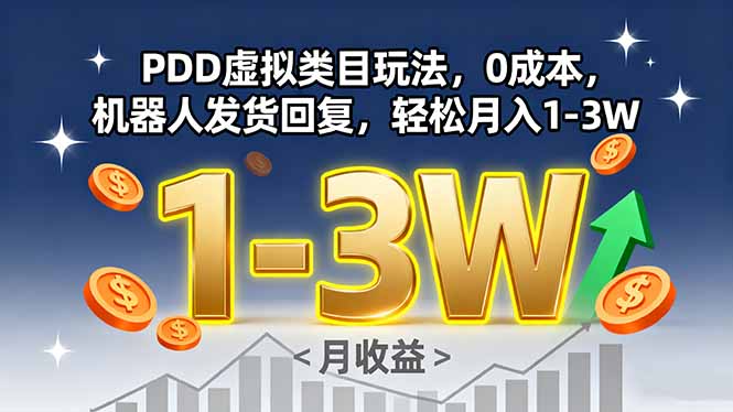 PDD虚拟类目玩法，0成本，机器人发货回复，轻松月入1-3W-清风