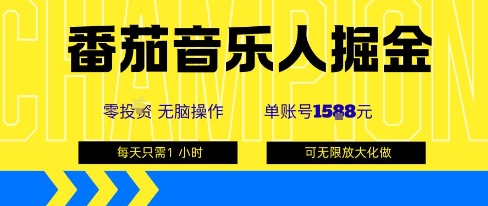 番茄音乐人掘金，单账号最高可撸1k+，可无限矩阵去做，零投入-清风
