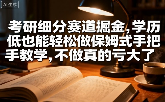 考研细分赛道掘金，日入1k+，学历低也能轻松做保姆式手把手教学，不做真的亏大了【揭秘】-清风