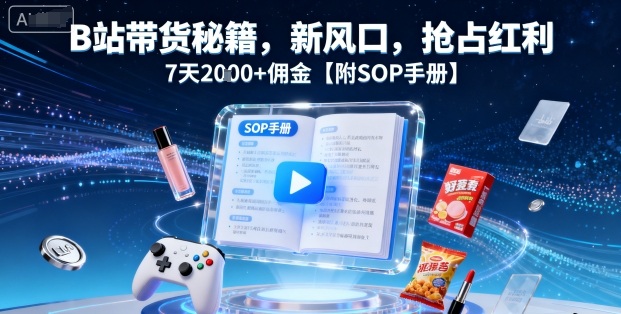 B站带货秘籍，新风口，抢占红利，7天2k+佣金【附SOP手册】-清风
