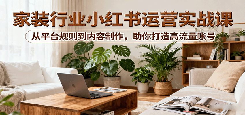 小红书家装行业运营实战课：从平台规则到内容制作，助你打造高流量账号-清风