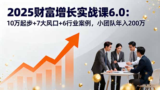2025财富增长实战课6.0：10万起步+7大风口+6行业案例，小团队年入200万-清风