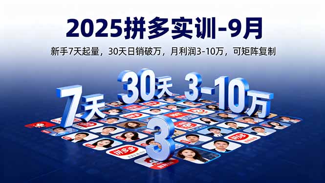 2025拼多多实训-9月：新手7天起量,30天日销破万,月利润3-10万,可矩阵复制-清风