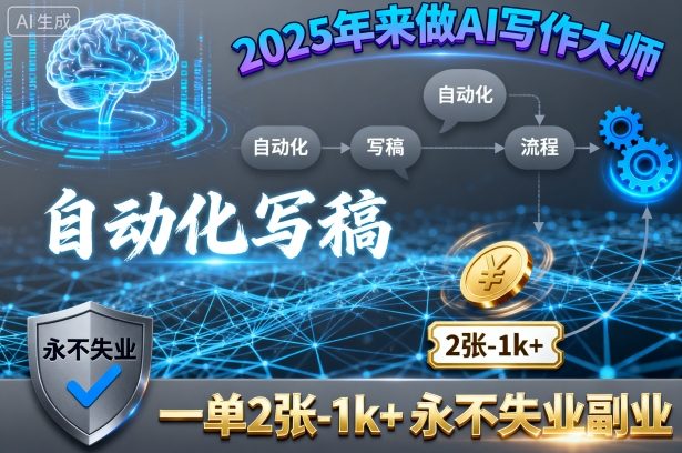 2025年来做AI写作大师，自动化写稿，一单2张-1k+，永不失业副业-清风