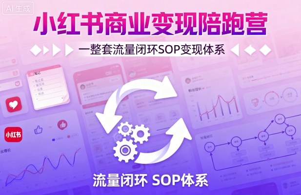 小红书商业变现陪跑营，轻IP矩阵 私域获客 聚光投流，一整套流量闭环SOP变现体系-清风