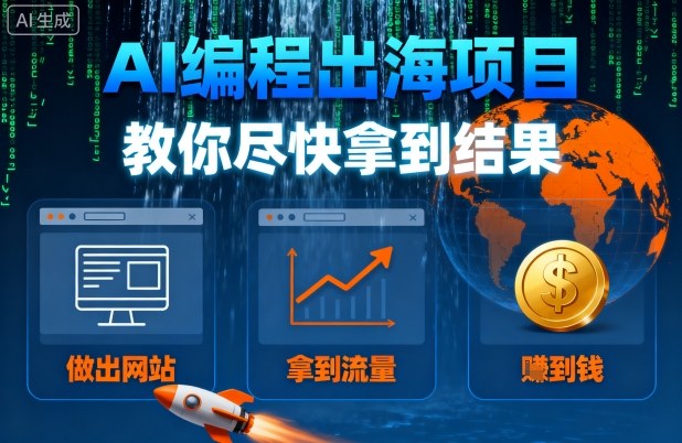 AI编程出海项目，教你尽快拿到结果-做出网站、拿到流量、賺到钱-清风