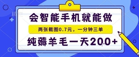 手机项目，二十秒一单，纯薅羊毛一天2张+做就有【揭秘】-清风