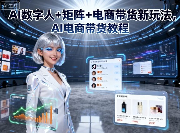AI数字人+矩阵+电商带货新玩法，AI电商带货教程-清风