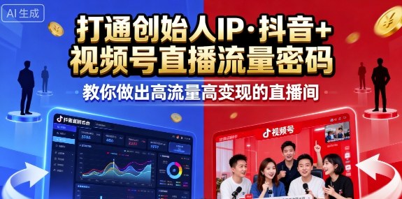 25年直播9-10两期线下课，打通创始人IP，抖音+视频号直播流量密码，教你做出高流量高变现的直播间-清风