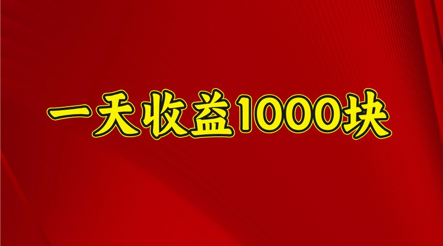 一天收益1000块，2025全网首发-清风