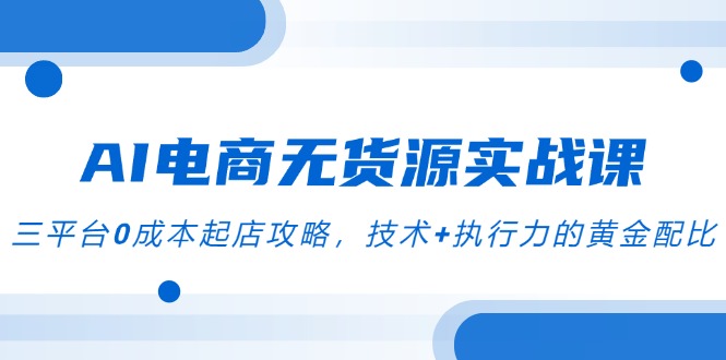 AI电商无货源实战课，三平台0成本起店攻略，技术+执行力的黄金配比-清风