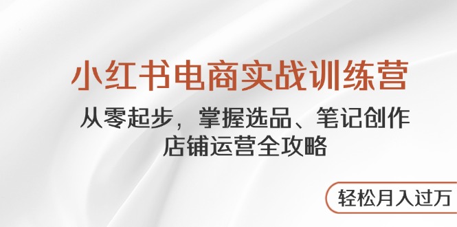 小红书电商实战训练营，从零起步，掌握选品、笔记创作、店铺运营全攻略…-清风