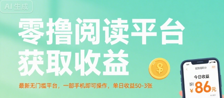 零撸阅读平台获取收益，最新无门槛平台，一部手机即可操作，单日收益50-3张【揭秘】-清风
