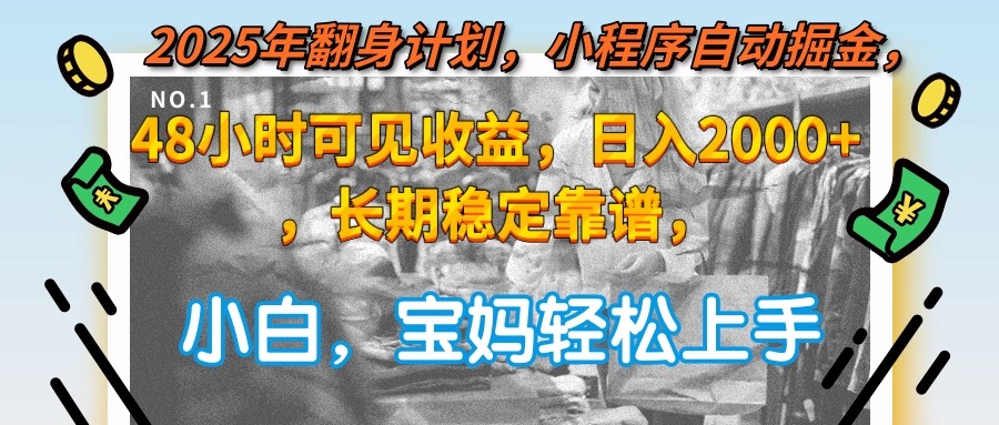 2025年翻身计划，小程序自动掘金48小时可见收益，日入2000+，长期稳定…-清风