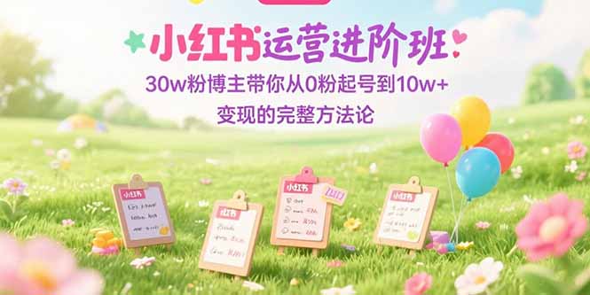 小红书运营进阶班：30w粉博主带你从0粉起号到10w+变现的完整方法论-清风