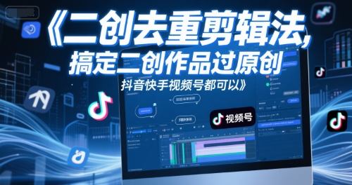 短视频二创去重剪辑法，搞定二创作品过原创，抖音快手视频号都可以-清风