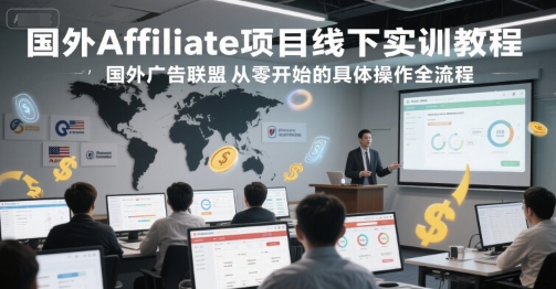 国外Affiliate项目线下实训教程，国外广告联盟从零开始的具体操作全流程-清风