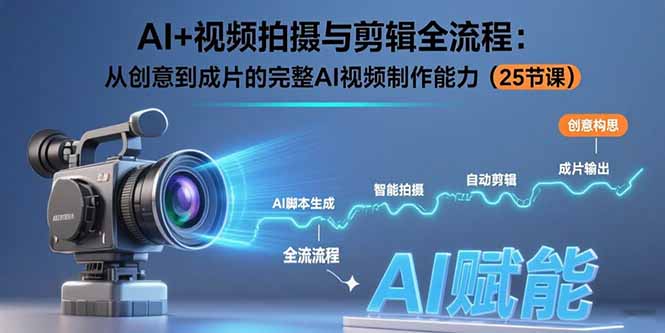 AI+视频拍摄与剪辑全流程：从创意到成片的完整AI视频制作能力(25节课-清风