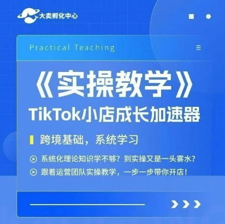 大卖家孵化中心TikTok实操课，TikTok小店成长加速器，跨境基础系统学习，一步一步带你开店-清风