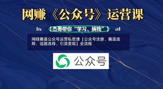 网创赛道公众号运营私密课【公众号注册、赛道选择、话题选择、引流变现】全流程-清风