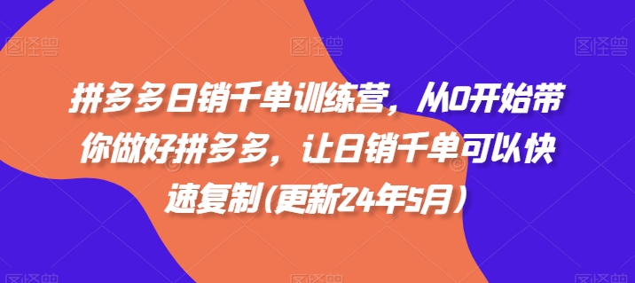 拼多多日销千单训练营，从0开始带你做好拼多多，让日销千单可以快速复制(更新25年5月)-清风