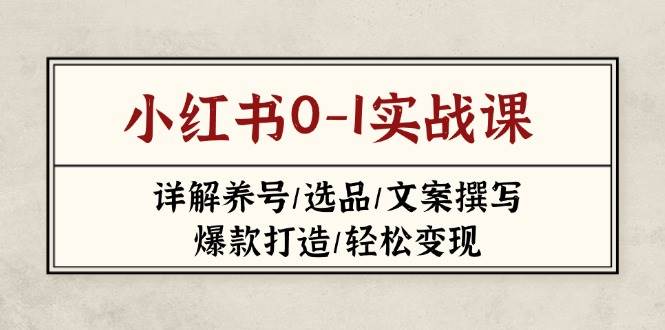 小红书0-1实战课(2023-2025)，详解养号/选品/文案撰写/爆款打造/轻松变现-清风