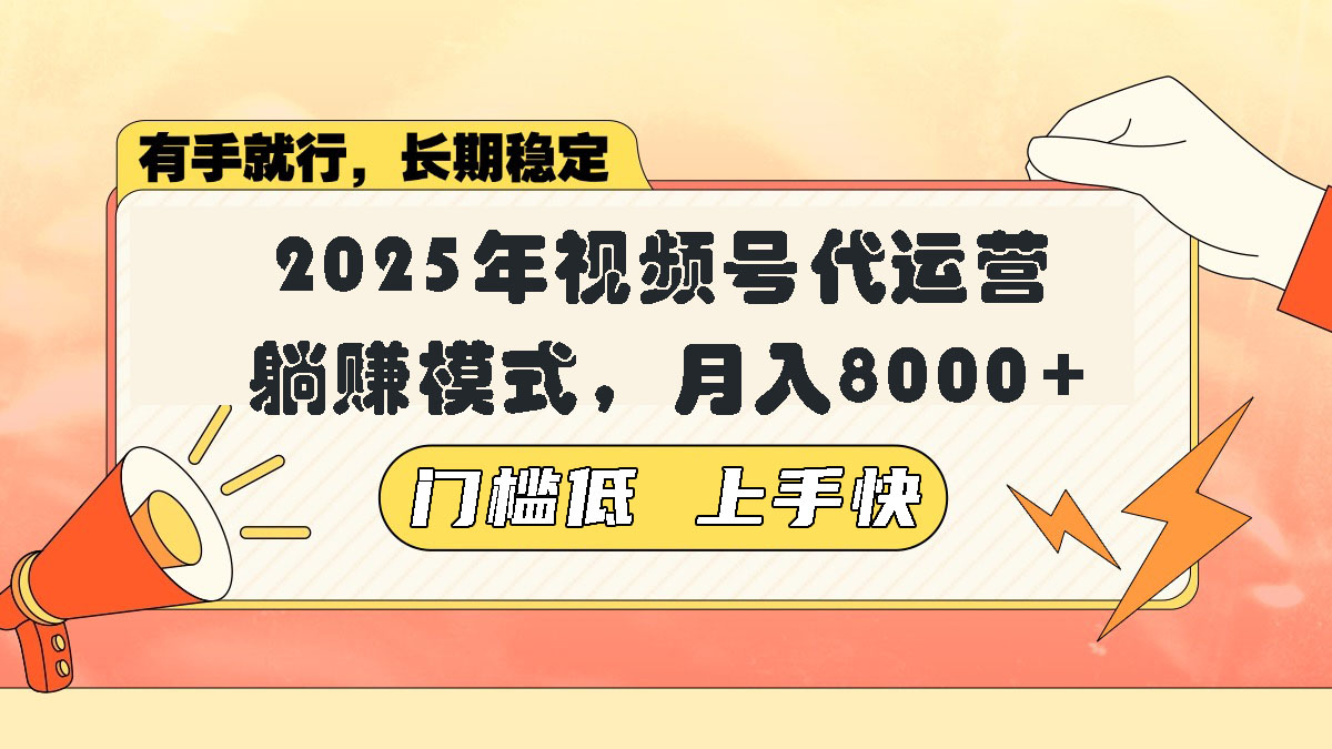 视频号带货代运营，躺赚模式，小白单月轻松变现8000+-清风