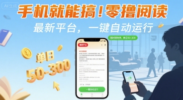 手机就能搞！零撸阅读挂G，最新平台，一键自动运行，随时随地挣，单日50-3张+【揭秘】-清风
