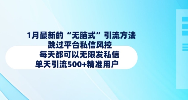 1月最新的无脑式引流方法，跳过平台私信风控，每天都可以无限发私信，单天引流500+精准用户-清风