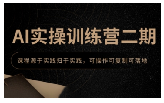 AI实操训练营二期，课程源于实践归于实践，可操作可复制可落地-清风