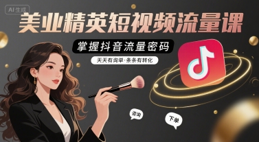 美业精英短视频流量课，掌握抖音流量密码，天天有询单，条条有转化-清风