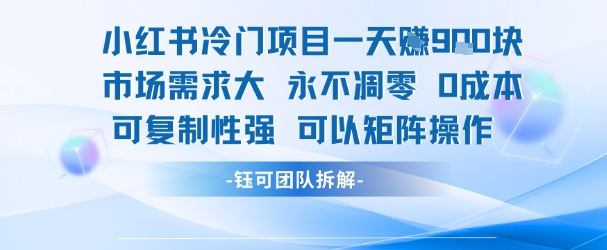 小红书冷门项目一天收益9张，市场需求大，0成本，可复制性强可以矩阵操作-清风