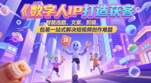 数字人IP打造获客变现实操课，智能选题、文案、剪辑、包装一站式解决短视频创作难题-清风