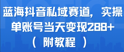 蓝海抖音私域赛道，实操单账号当天变现288+(附教程)-清风