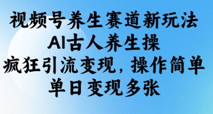 视频号养生赛道新玩法，AI古人养生操，疯狂引流变现，操作简单，单日变现多张-清风