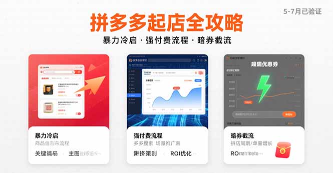 拼多多起店全攻略，暴力冷启，强付费流程，暗券截流，5-7月已验证的方法-清风