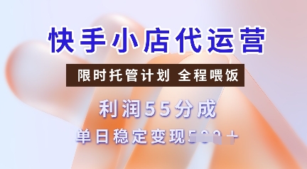 快手小店代运营，限时托管计划，收益55分，单日稳定变现多张【揭秘】-清风