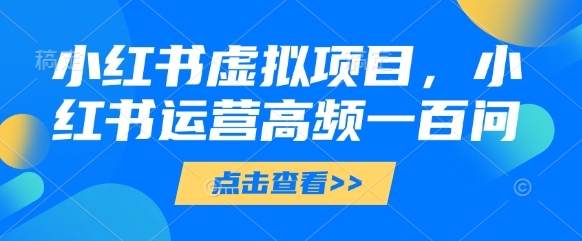 小红书虚拟项目，小红书运营高频一百问【文档】-清风