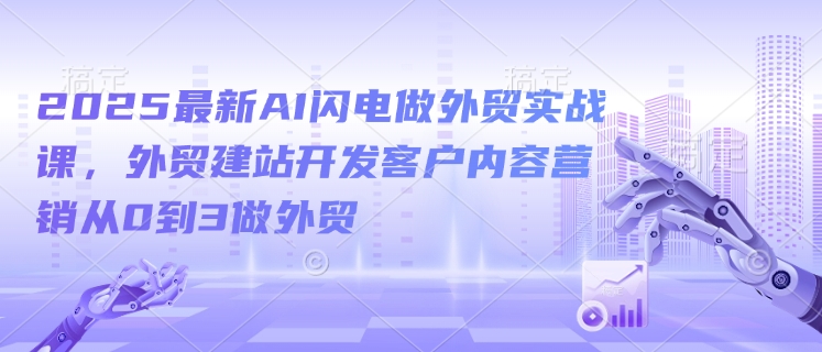 2025最新AI闪电做外贸实战课，外贸建站开发客户内容营销从0到3做外贸-清风