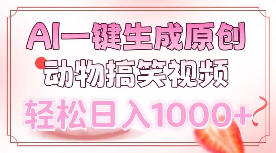 AI一键生成原创动物搞笑视频，轻松日入1000+-清风