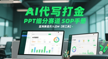 AI代写打金，PPT细分赛道SOP手册，蓝海赛道月入过W【附工具】-清风