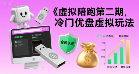 虚拟陪跑第二期，冷门优盘虚拟玩法，不违规，利润可观-清风