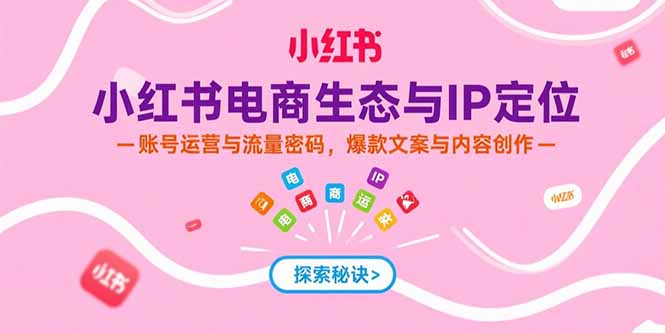小红书电商生态与IP定位，账号运营与流量密码，爆款文案与内容创作-清风