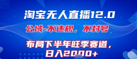 淘宝无人直播12.0，不封号，不违规，布局下半年旺季赛道，日入1k+(独家技术)【揭秘】-清风