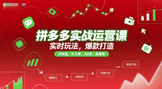 拼多多实战运营课，实时玩法，爆款打造，改销量，补大单，AB单，直播等(更新2025月)-清风